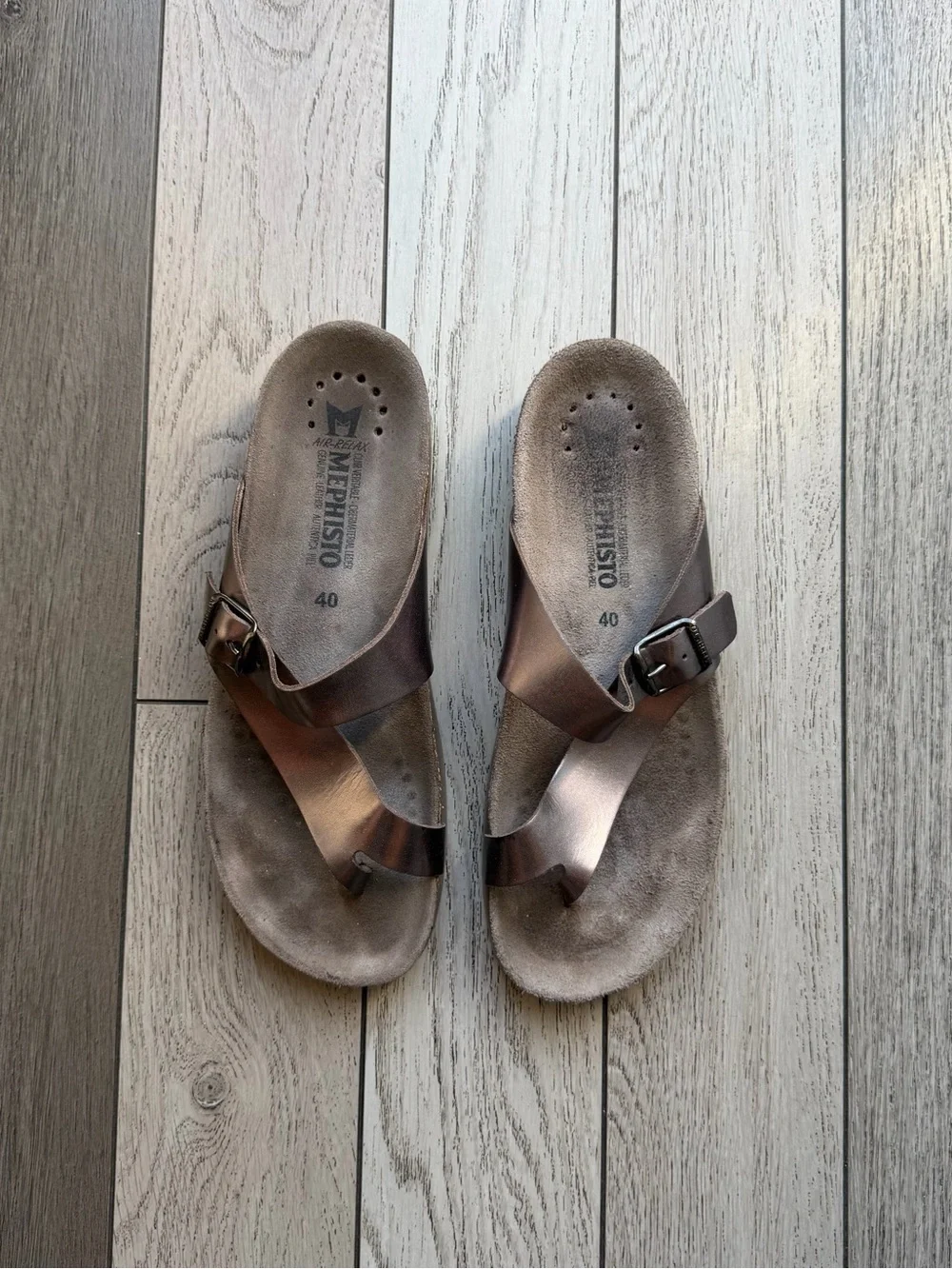 Mephisto Helen Bronce Leather Slide Sandals size 9